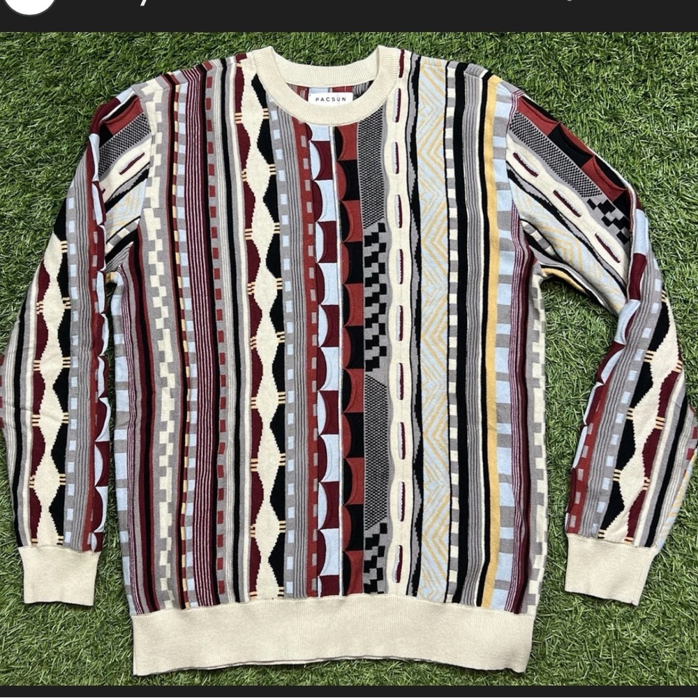 Pacsun Sweater Men's Cosby Coogi Style Cosby Striped Crew Sweater pristine